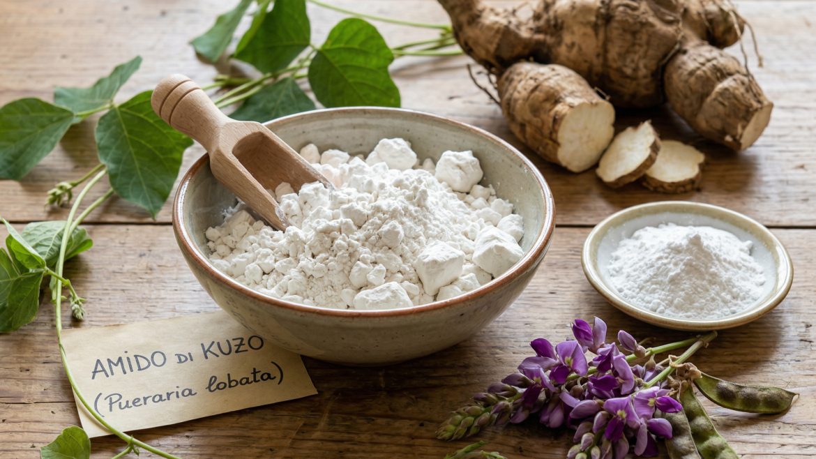 kuzu,&egrave; un amido naturale ricavato dalla radice della pianta Pueraria lobata